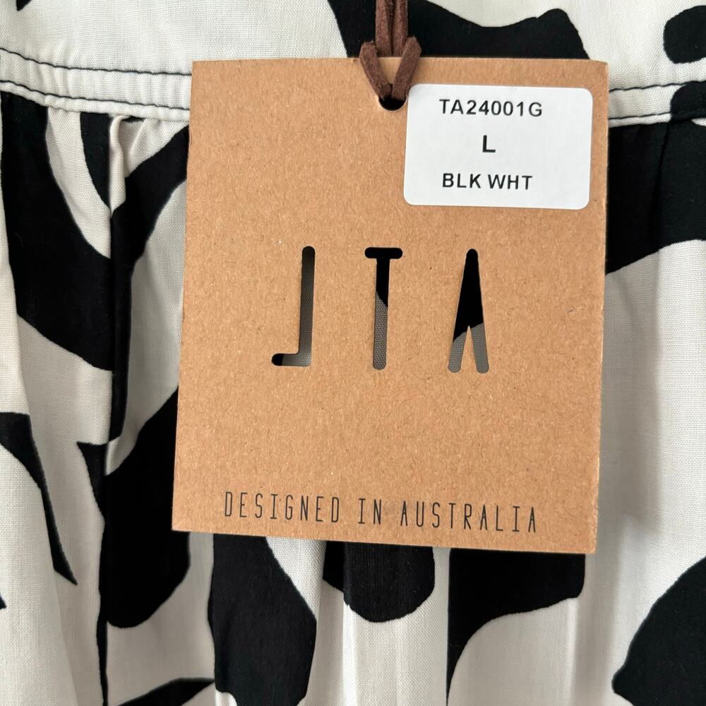 Abel the Label Black & White Midi Dress with Abstract Floral Print - Picture 2 of 5